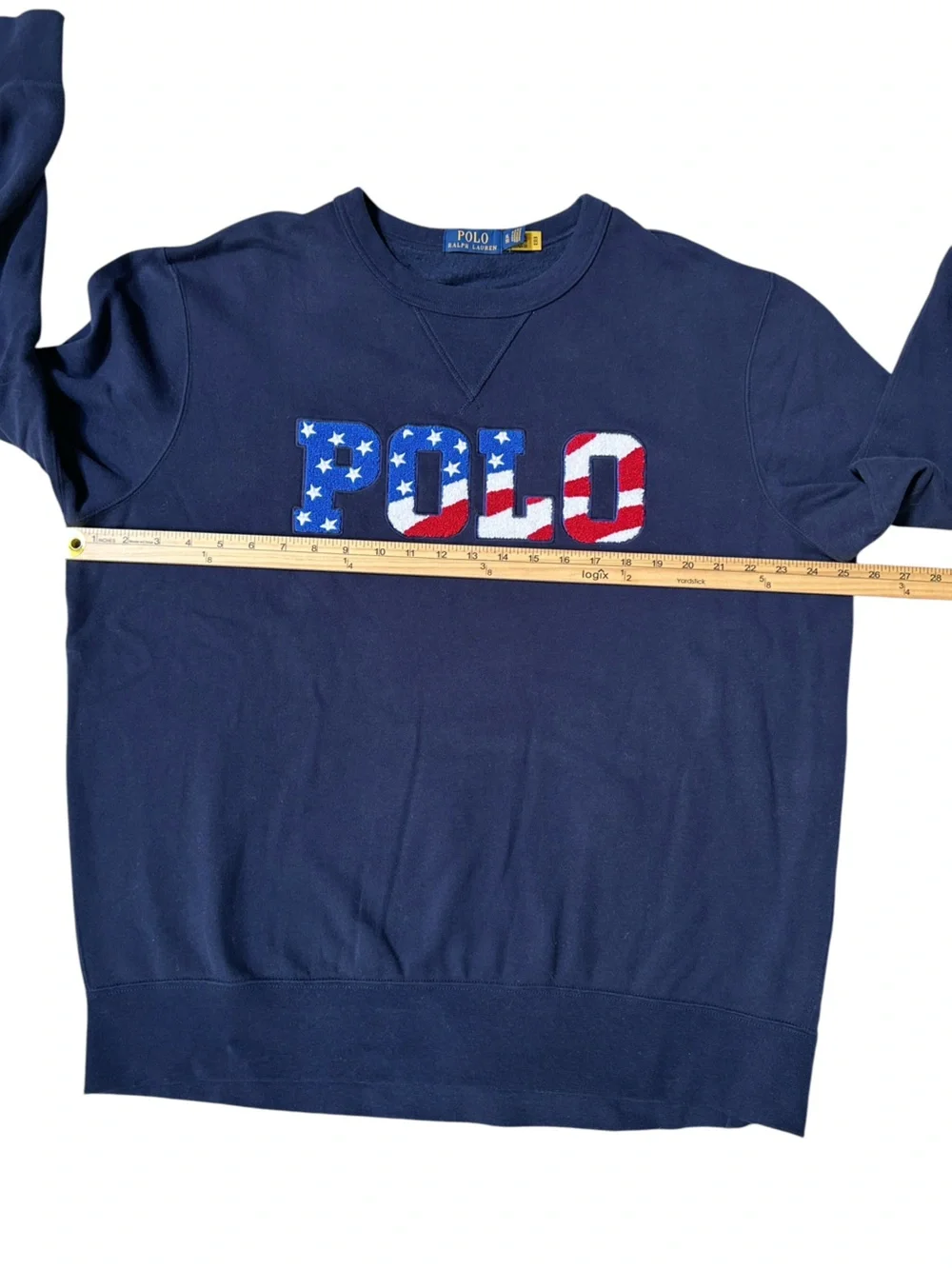 Polo by Ralph Lauren Navy Crewneck Sweatshirt American Flag Size XL